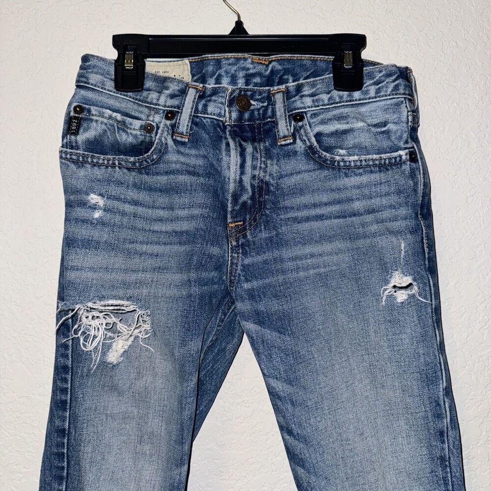 Abercrombie & Fitch Jeans Girls 16 Blue Denim 100% Cotton Slim-Fit Distressed